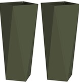 VidaXL Plantenbak 2 pcs Olijf Groen 30 x 30 x 75 cm Staal