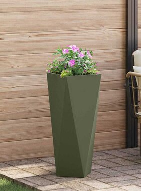 VidaXL Plantenbak Olijf Groen 30 x 30 x 75 cm Staal