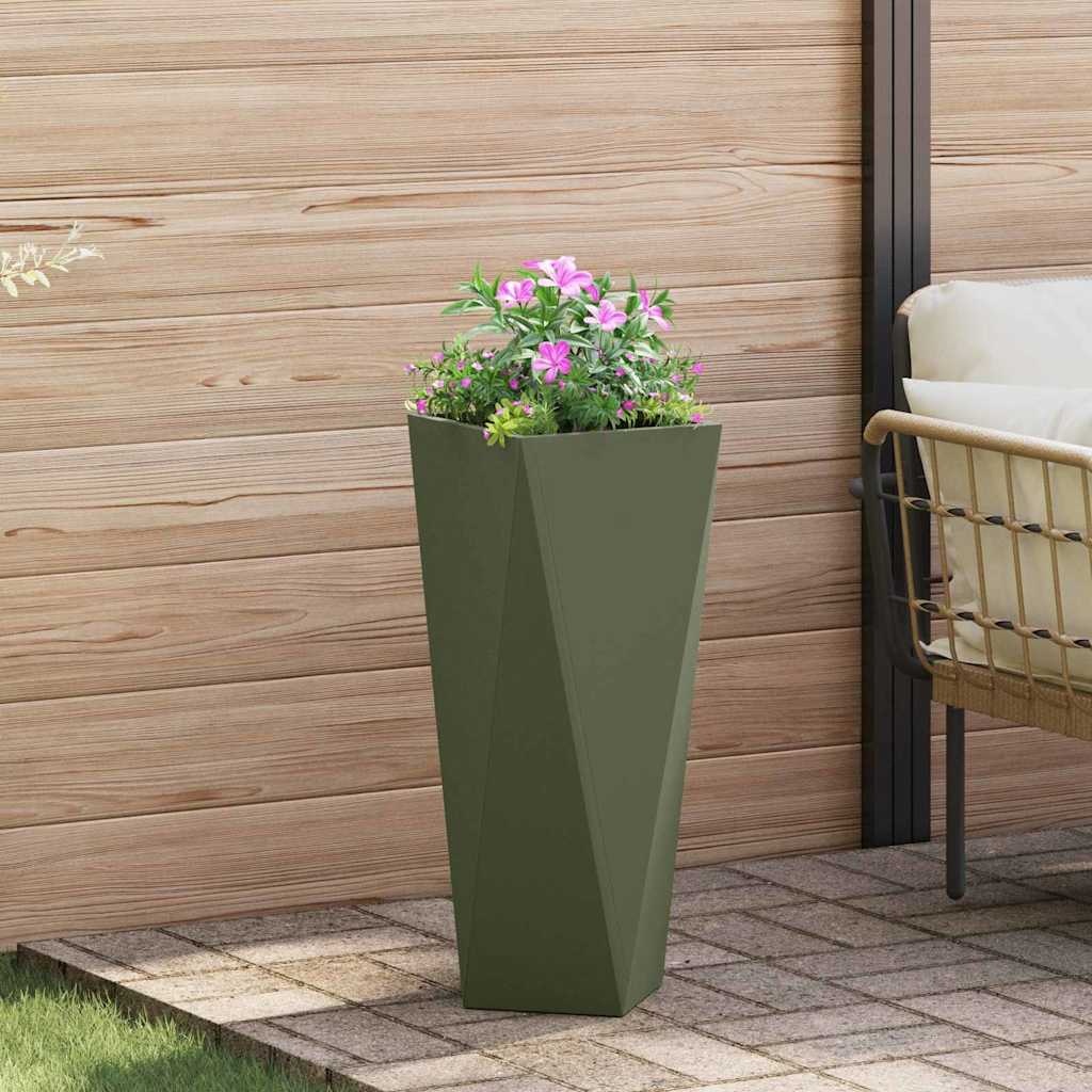 VidaXL Plantenbak Olijf Groen 30 x 30 x 75 cm Staal