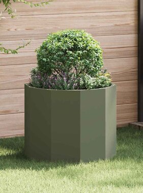 VidaXL Plantenbak Olijf Groen 60 x 60 x 50 cm Staal