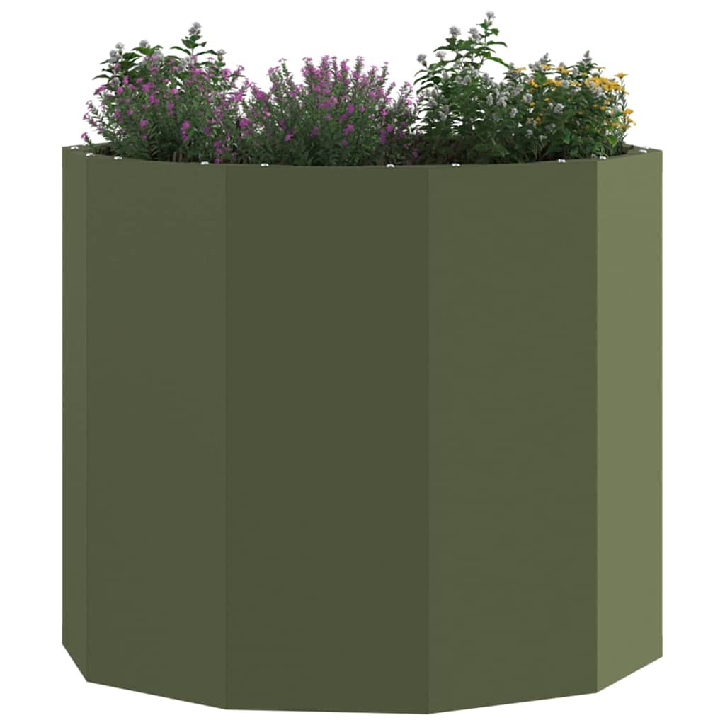 VidaXL Plantenbak Olijf Groen 60 x 60 x 50 cm Staal