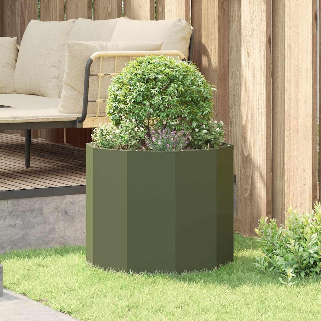 VidaXL Plantenbak Olijf Groen 60 x 60 x 50 cm Staal