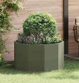 VidaXL Plantenbak Olijf Groen 90 x 90 x 50 cm Staal