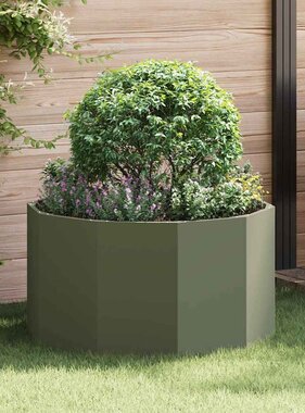 VidaXL Plantenbak Olijf Groen 90 x 90 x 50 cm Staal