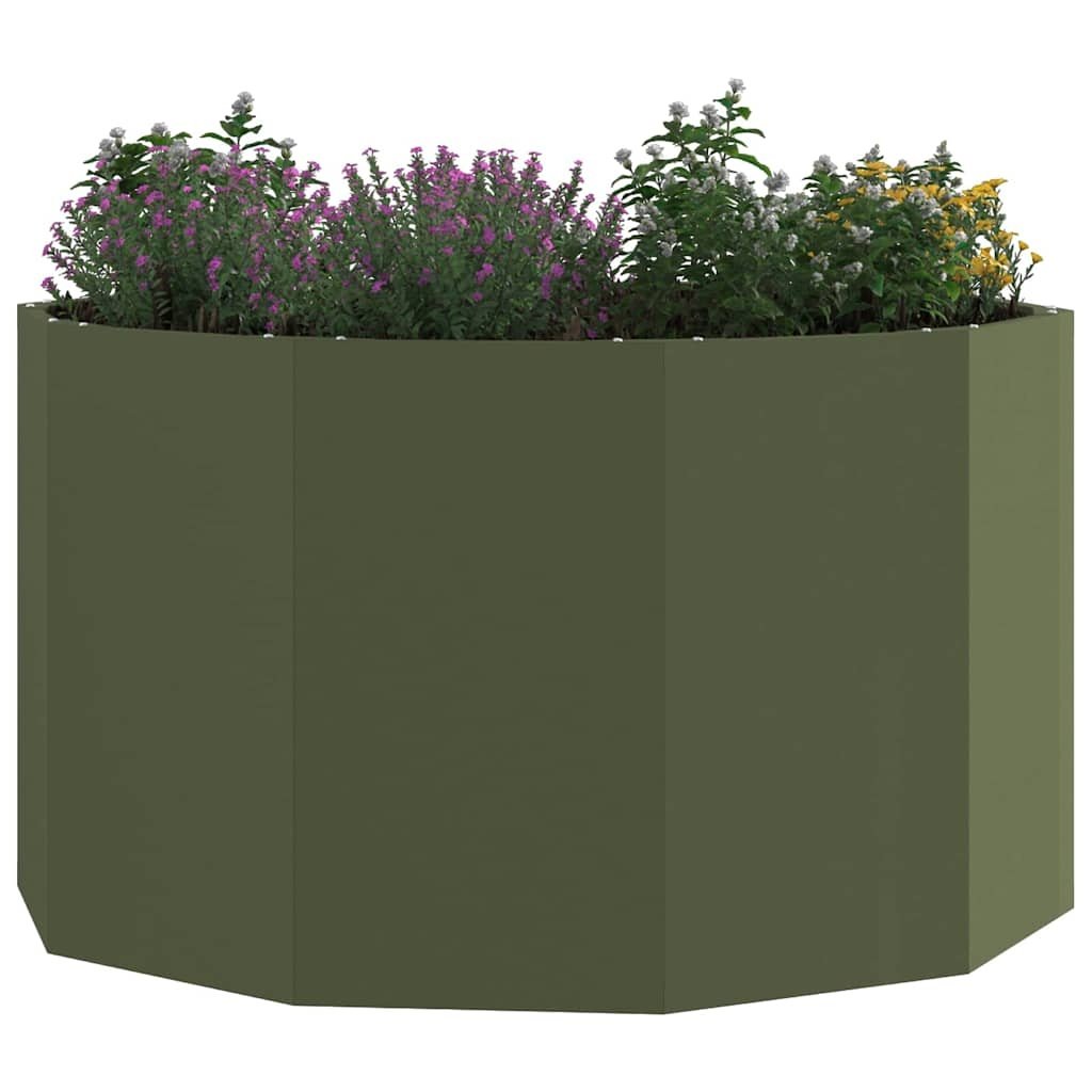 VidaXL Plantenbak Olijf Groen 90 x 90 x 50 cm Staal