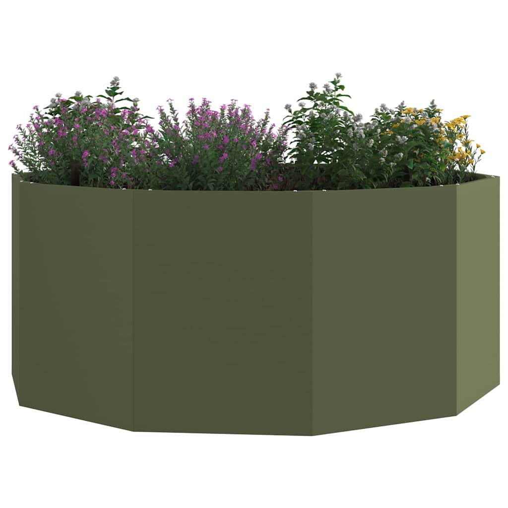 VidaXL Plantenbak Olijf Groen 120 x 120 x 50 cm Staal