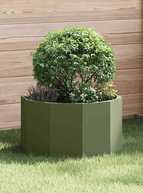 VidaXL Plantenbak Olijf Groen 60 x 60 x 35 cm Staal