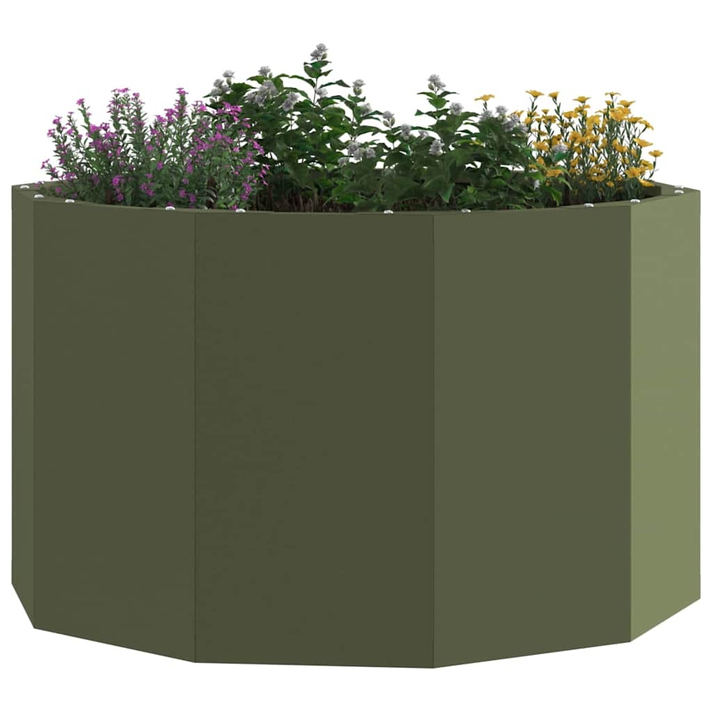 VidaXL Plantenbak Olijf Groen 60 x 60 x 35 cm Staal