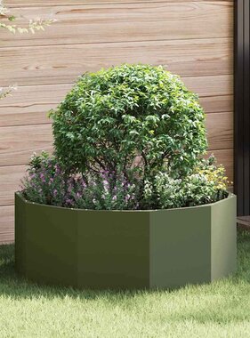 VidaXL Plantenbak Olijf Groen 90 x 90 x 35 cm Staal