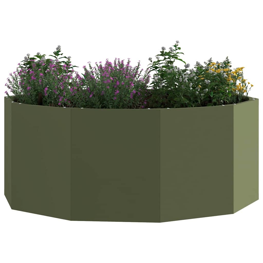 VidaXL Plantenbak Olijf Groen 90 x 90 x 35 cm Staal
