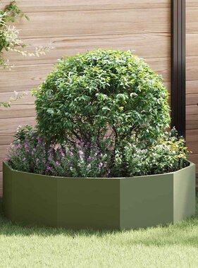 VidaXL Plantenbak Olijf Groen 120 x 120 x 35 cm Staal