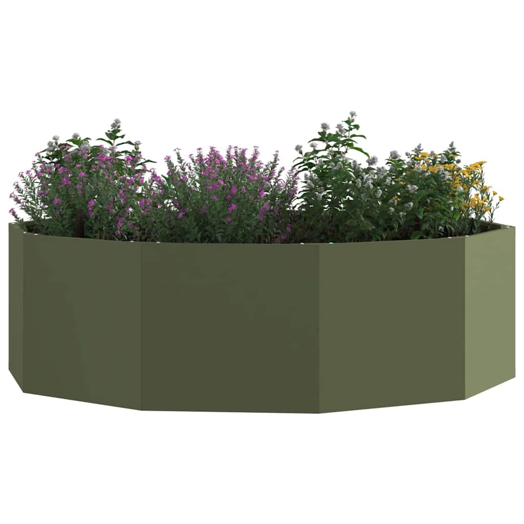 VidaXL Plantenbak Olijf Groen 120 x 120 x 35 cm Staal