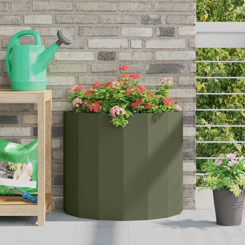 VidaXL Plantenbak Olijf Groen 60 x 30 x 50 cm Staal