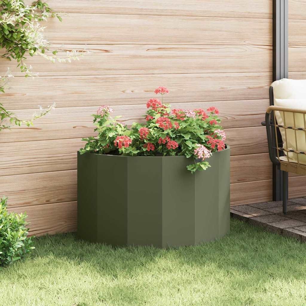 VidaXL Plantenbak Olijf Groen 90 x 45 x 50 cm Staal