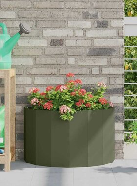 VidaXL Plantenbak Olijf Groen 60 x 30 x 35 cm Staal