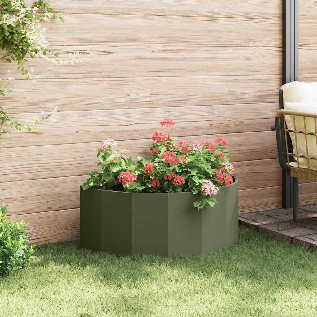 VidaXL Plantenbak Olijf Groen 90 x 45 x 35 cm Staal