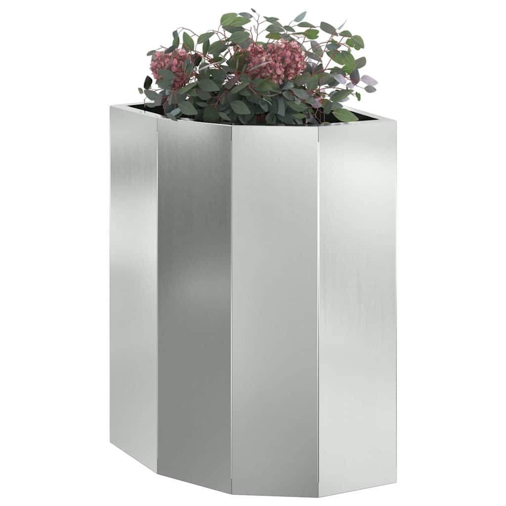 VidaXL Hoek Plantbak Zilver 30 x 30 x 50 cm Gegalvaniseerd staal