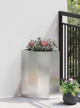 VidaXL Hoek Plantbak Zilver 30 x 30 x 50 cm Roestvrij staal