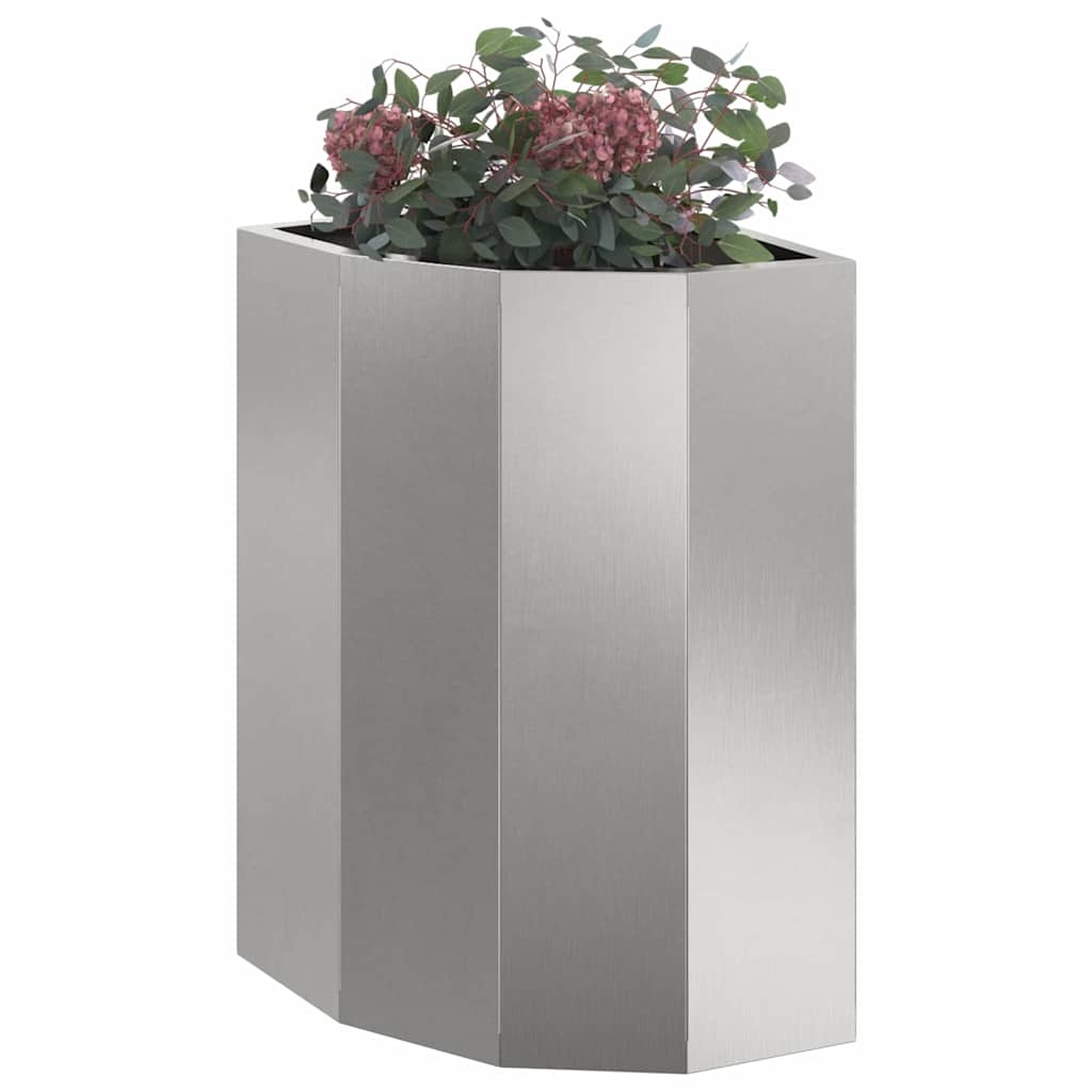 VidaXL Hoek Plantbak Zilver 30 x 30 x 50 cm Roestvrij staal