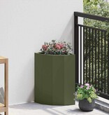 VidaXL Hoek Plantbak Olijfgroen 30 x 30 x 50 cm Staal