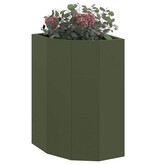 VidaXL Hoek Plantbak Olijfgroen 30 x 30 x 50 cm Staal
