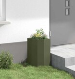 VidaXL Hoek Plantbak Olijfgroen 30 x 30 x 50 cm Staal