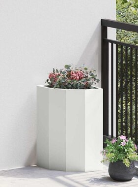 VidaXL Hoek Plantbak Wit 30 x 30 x 50 cm Staal