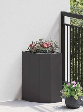 VidaXL Hoek Plantbak Zwart 30 x 30 x 50 cm Staal
