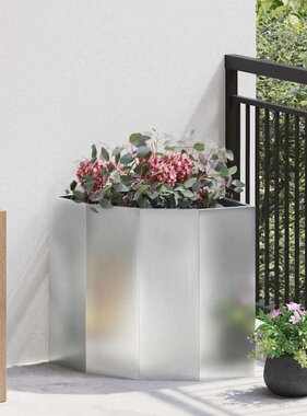 VidaXL Hoek Plantbak Zilver 45 x 45 x 50 cm Gegalvaniseerd staal