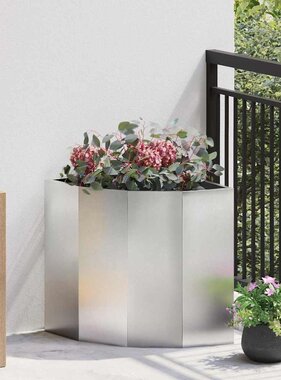 VidaXL Hoek Plantbak Zilver 45 x 45 x 50 cm Roestvrij staal