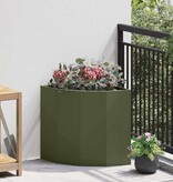 VidaXL Hoek Plantbak Olijfgroen 45 x 45 x 50 cm Staal