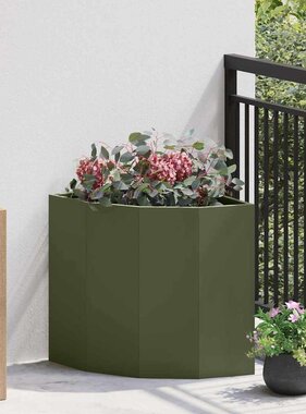 VidaXL Hoek Plantbak Olijfgroen 45 x 45 x 50 cm Staal