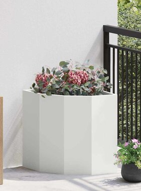 VidaXL Hoek Plantbak Wit 45 x 45 x 50 cm Staal