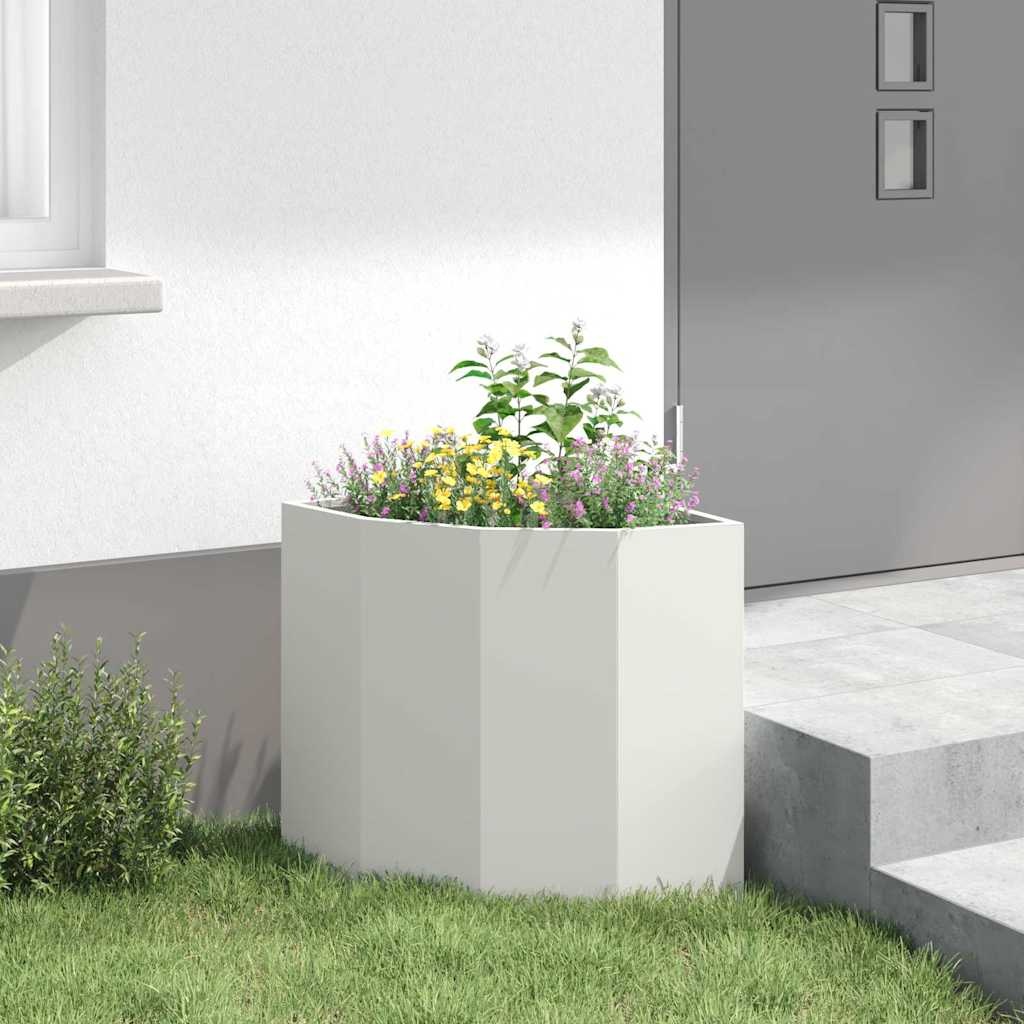 VidaXL Hoek Plantbak Wit 45 x 45 x 50 cm Staal