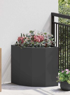 VidaXL Hoek Plantbak Zwart 45 x 45 x 50 cm Staal