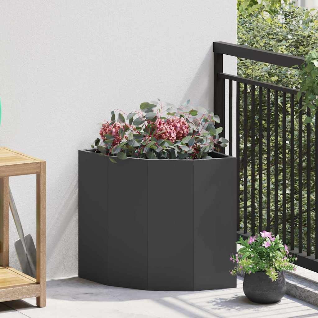 VidaXL Hoek Plantbak Zwart 45 x 45 x 50 cm Staal