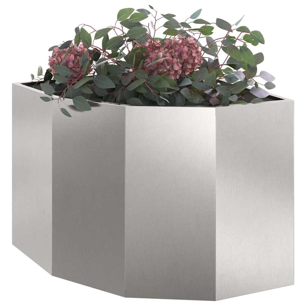 VidaXL Hoek Plantbak Zilver 60 x 60 x 50 cm Roestvrij staal