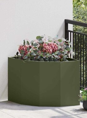 VidaXL Hoek Plantbak Olijfgroen 60 x 60 x 50 cm Staal
