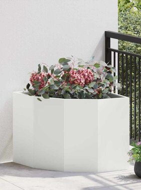 VidaXL Hoek Plantbak Wit 60 x 60 x 50 cm Staal