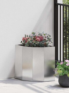 VidaXL Hoek Plantbak Zilver 30 x 30 x 35 cm Roestvrij staal