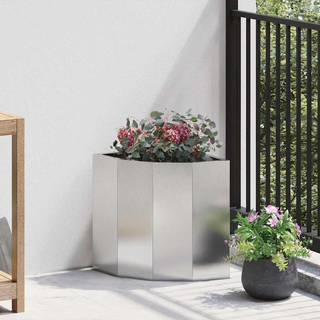 VidaXL Hoek Plantbak Zilver 30 x 30 x 35 cm Roestvrij staal