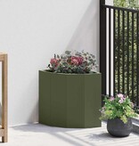 VidaXL Hoek Plantbak Olijfgroen 30 x 30 x 35 cm Staal