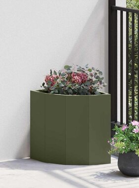 VidaXL Hoek Plantbak Olijfgroen 30 x 30 x 35 cm Staal