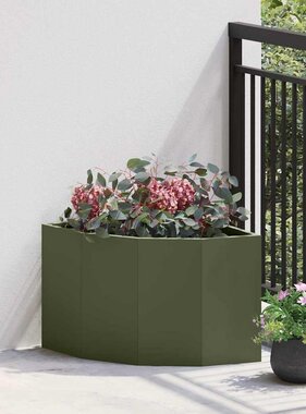 VidaXL Hoek Plantbak Olijfgroen 45 x 45 x 35 cm Staal