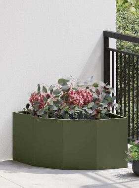 VidaXL Hoek Plantbak Olijfgroen 60 x 60 x 35 cm Staal