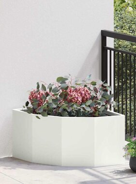 VidaXL Hoek Plantbak Wit 60 x 60 x 35 cm Staal
