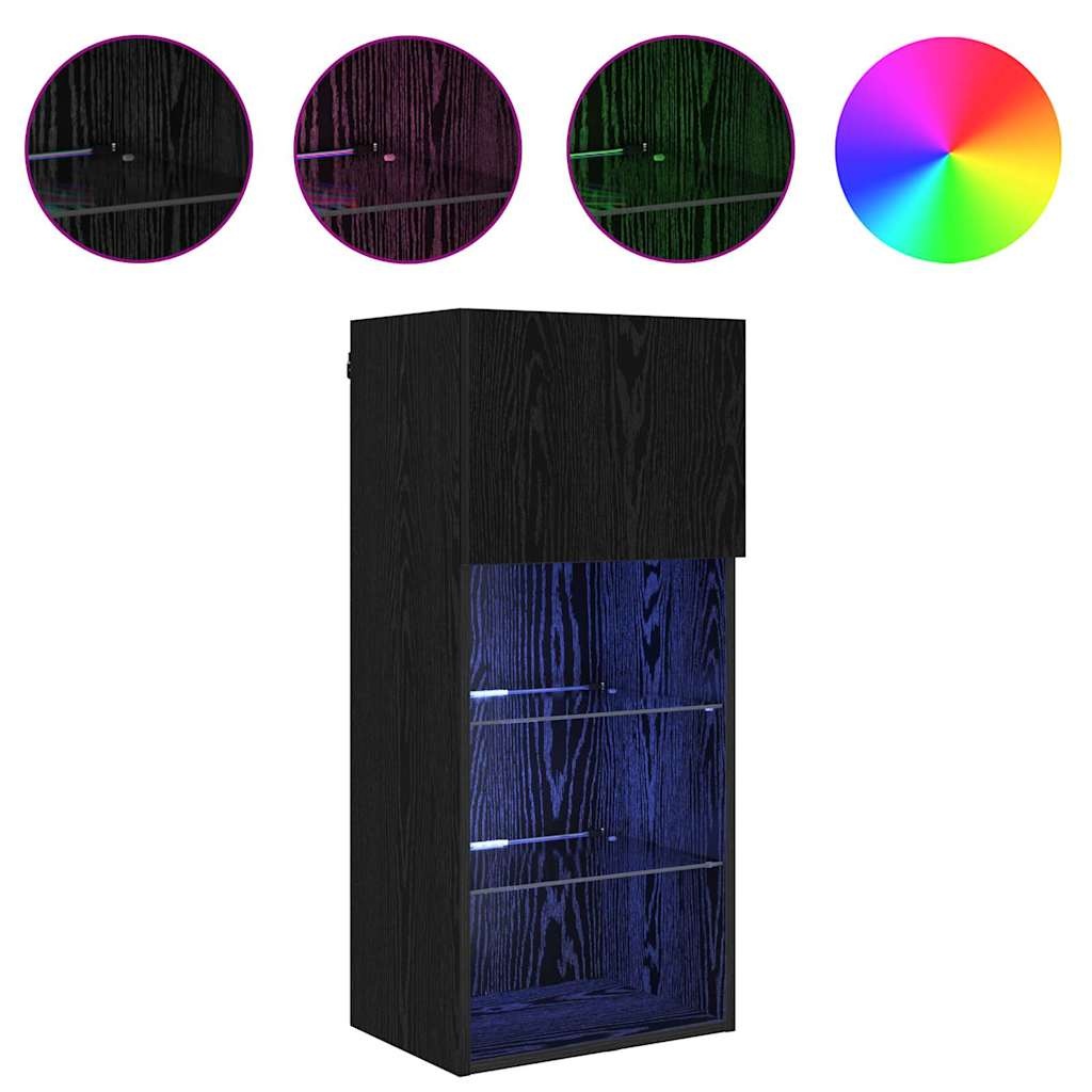 VidaXL Wandgemonteerde TV Kast Zwart Eiken 40,5 x 30 x 90 cm