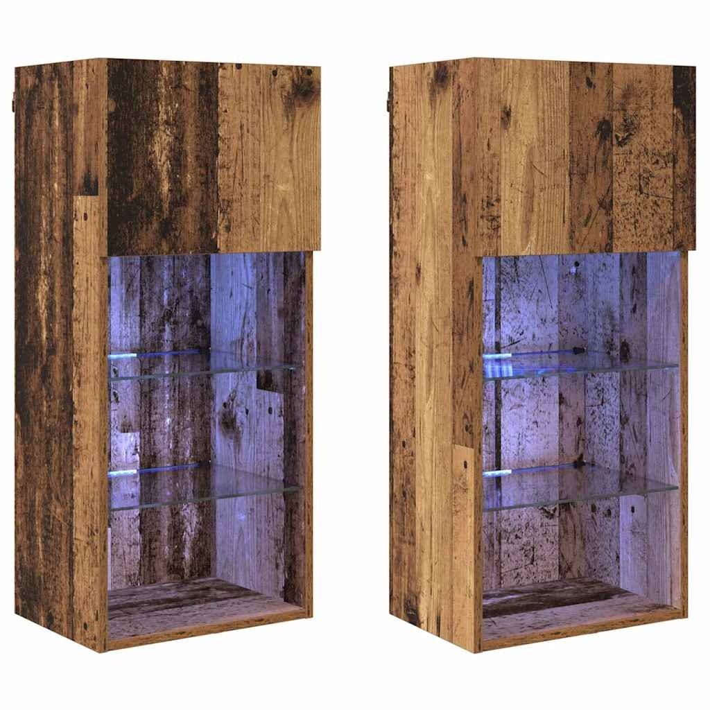 VidaXL Wandgemonteerde TV-kasten 2 pcs Oud Hout 40,5 x 30 x 90 cm