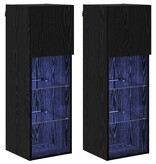 VidaXL Wandgemonteerde TV-kasten 2 pcs Zwart Eiken 30,5 x 30 x 90 cm