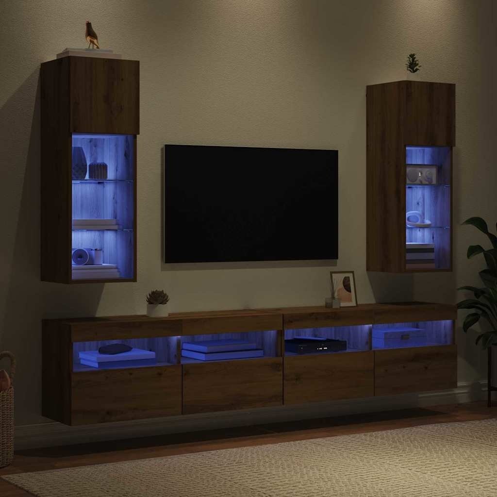 VidaXL Wandgemonteerde TV-kasten 2 pcs Artisan Eiken 30,5 x 30 x 90 cm